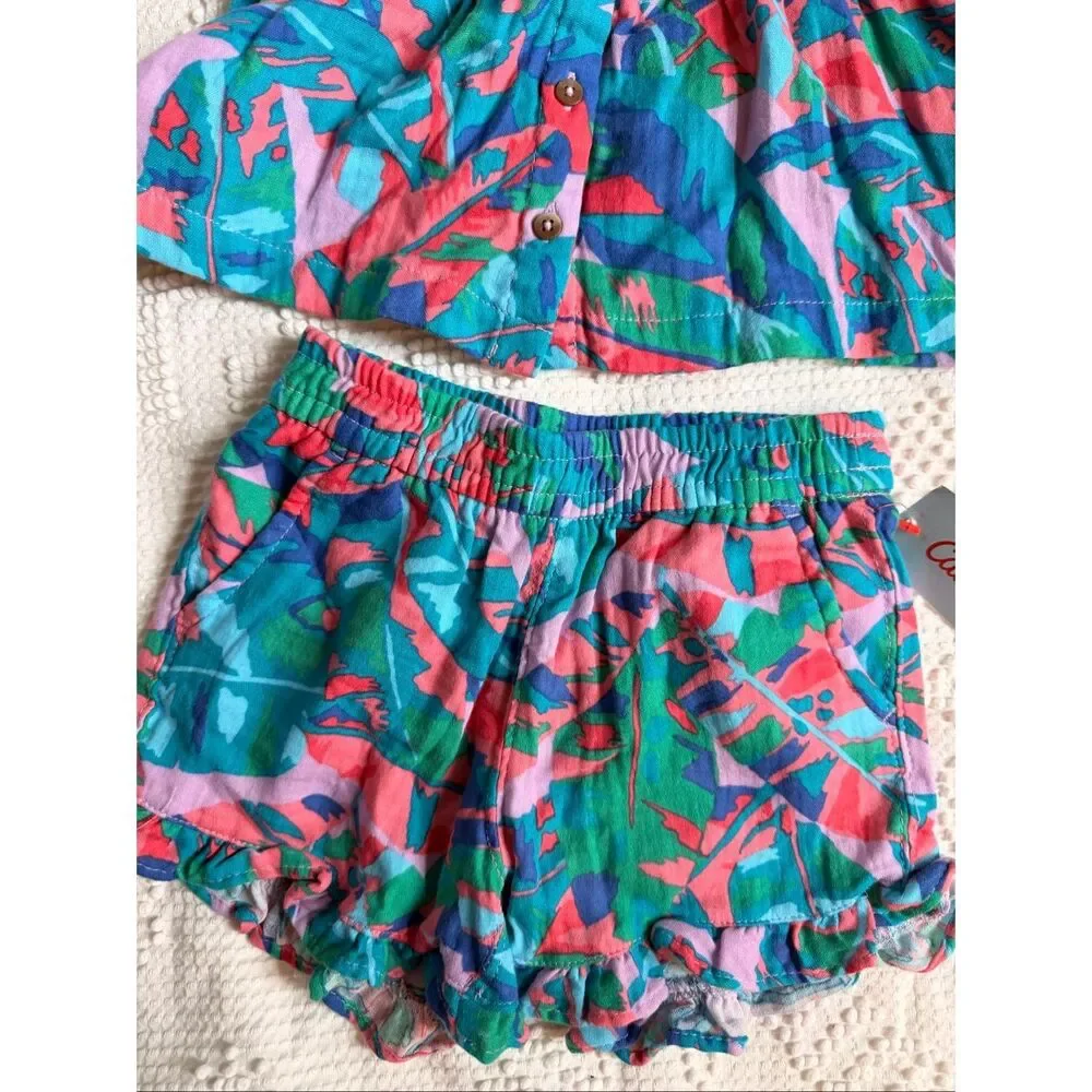 NWT Cat‎ & Jack 2T Tropical Ruffle Tank Set